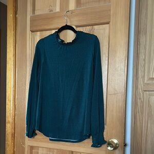 Adrianna Papell Blue Ruffled Blouse